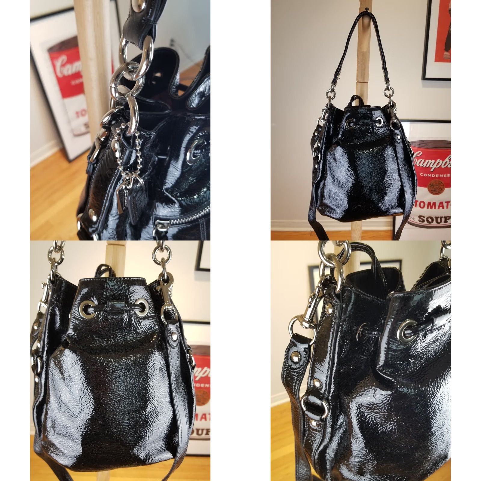 Coach VINTAGE Coach BLACK LEATHER SHOULDER HANDBAG CROSS BAG BUCKET BAG 17941 Ladies Shoulder Bag Small Size ONE SIZE - 8 Thumbnail