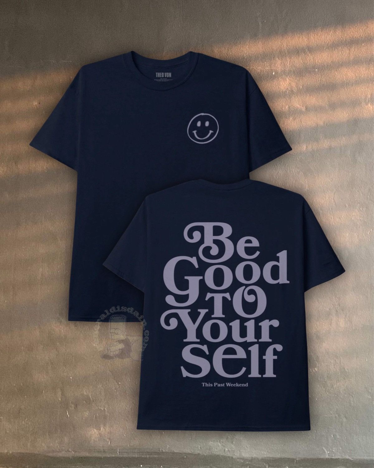 Band Tees theo von be good to yourself bgty smiley t navy past weekend Size US L / EU 52-54 / 3 - 1 Thumbnail