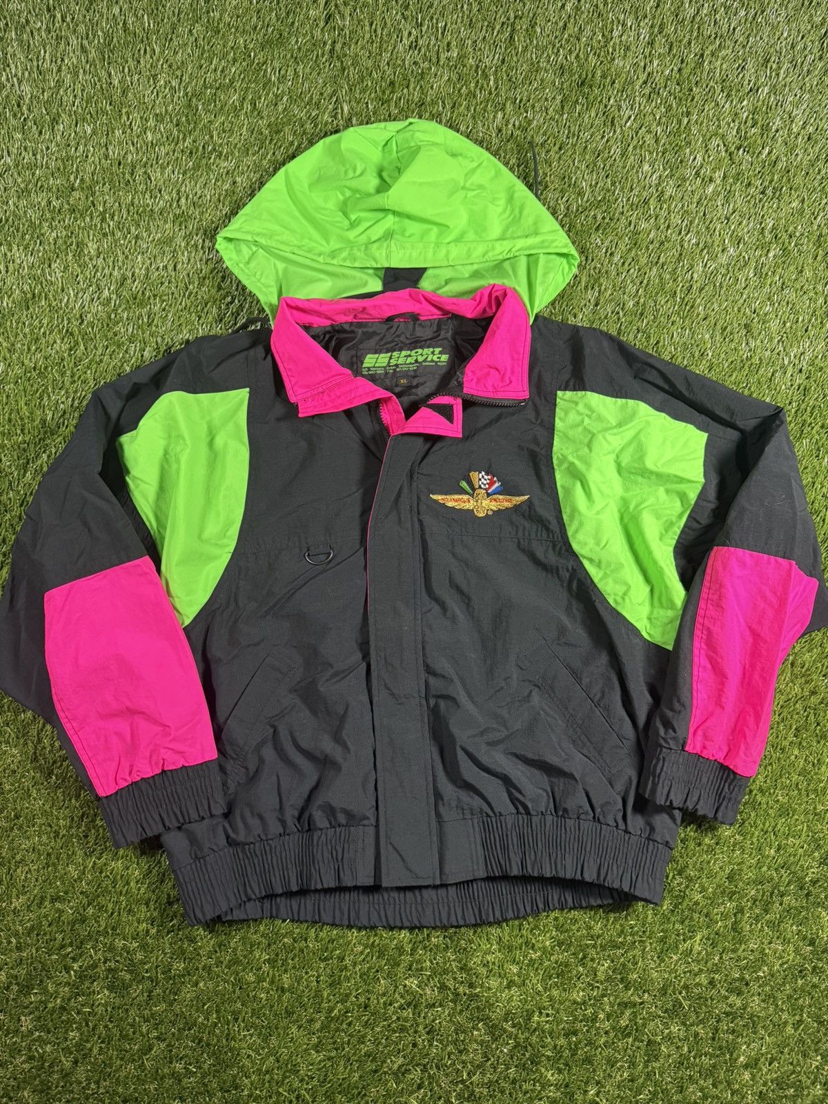 NASCAR Vintage 90s Indy 500 Neon Racing Fall Essential Boxy Jacket Size US XL / EU 56 / 4 - 1 Thumbnail