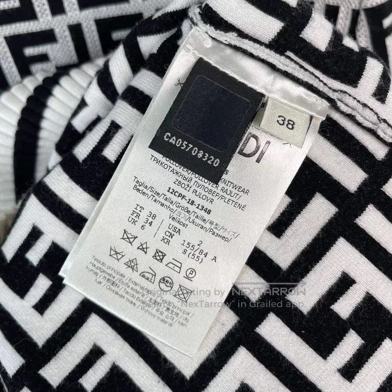 Fendi Fendi Black and white color-blocked cotton sweater Size XS / US 0-2 / IT 36-38 - 6 Thumbnail