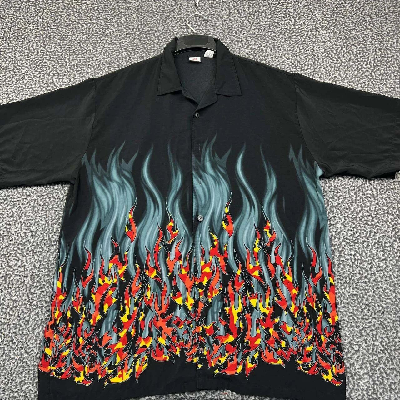Anchor Blue Anchor Blue Shirt Flame Button Up Short Sleeve Collared 2XL Size US XXL / EU 58 / 5 - 1 Thumbnail