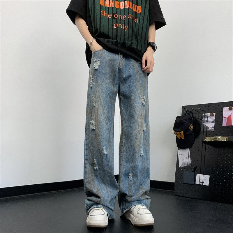 Japanese Brand × Jean Retro loose straight leg ripped jeans Size US 32 / EU 48 - 6 Thumbnail