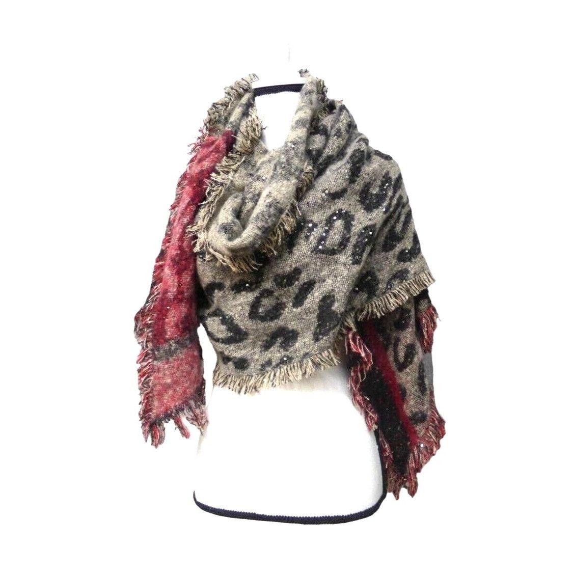 Other Inc International Concepts Leopard Sequin Wrap, Black/Red Size ONE SIZE - 2 Thumbnail