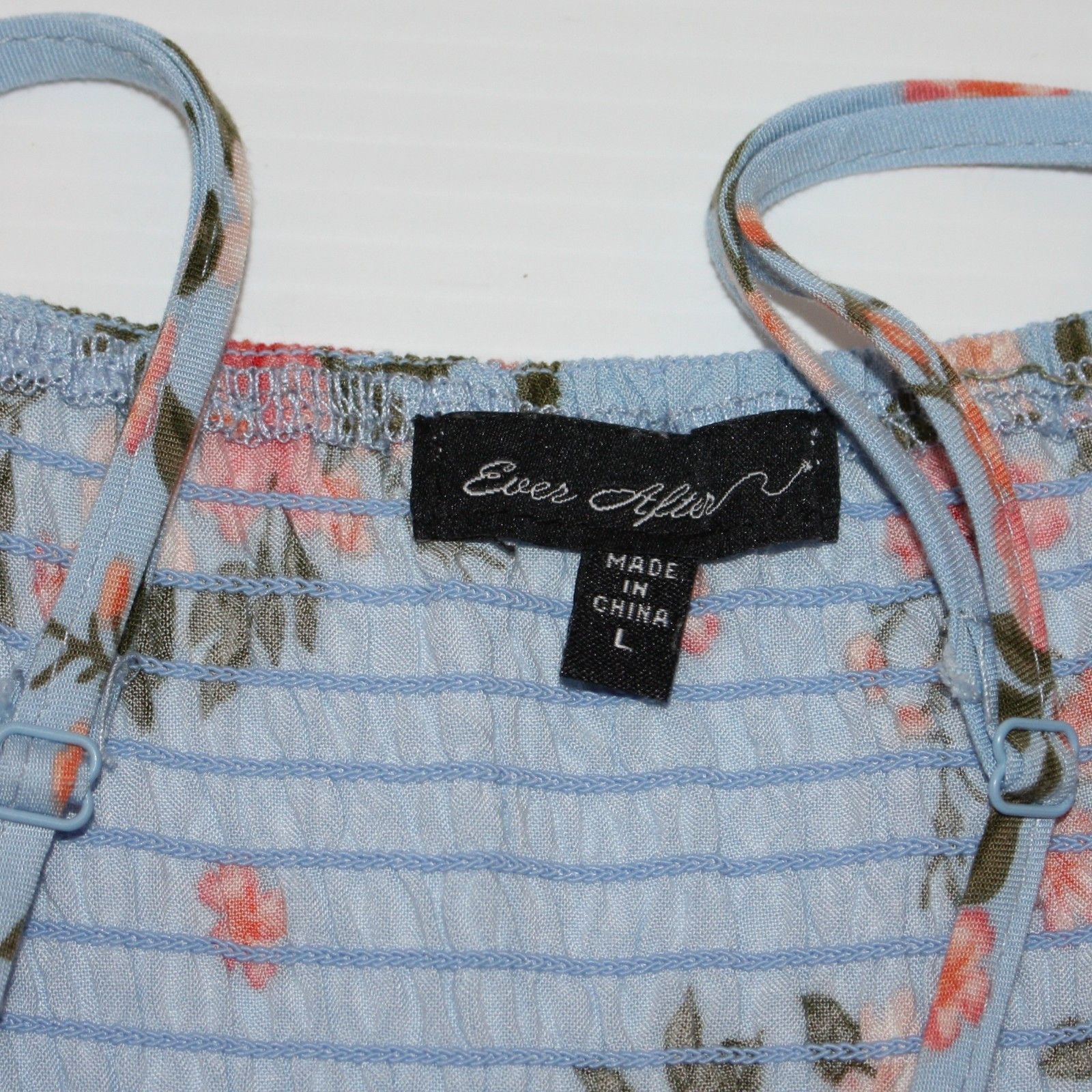 Other Ever After Light Blue Floral Maxi Dress with Side Slit Size L / US 10 / IT 46 - 8 Thumbnail