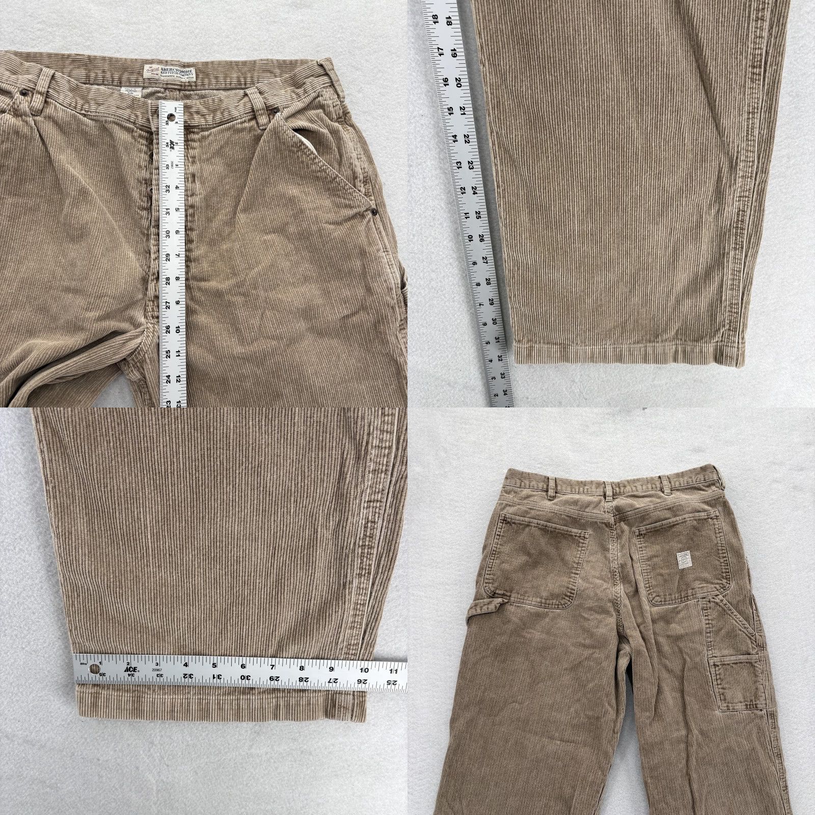 Abercrombie & Fitch VINTAGE Abercrombie & Fitch Carpenter Pants Mens 34x32 Brown Corduroy Relaxed 90s Y2K Casual Workwear.png Size US 34 / EU 50 - 8 Thumbnail