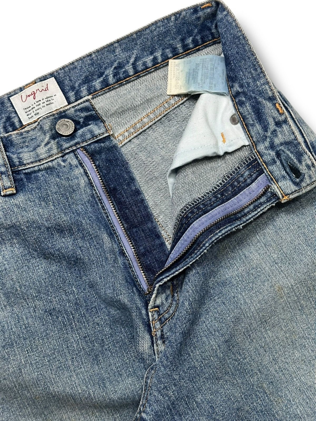 Japanese Brand Vintage Ungrid Classic Straight Fit Distressed Knees & Faded Size US 28 / EU 44 - 12 Thumbnail