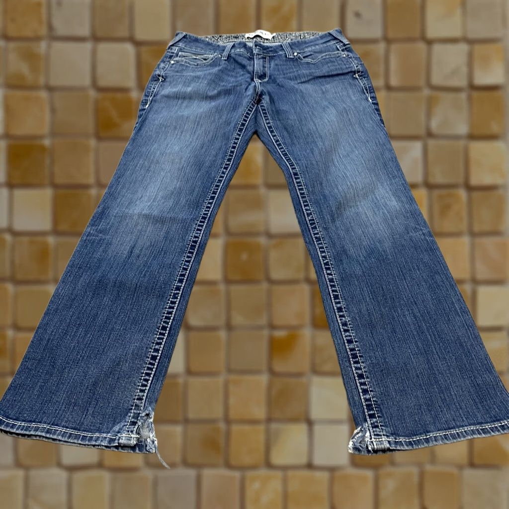 Ariat Ariat REAL Bootcut Jeans Womens 33 R Stretch Western Distressed Missing Button Size 24" / US 00 / IT 34 - 1 Thumbnail