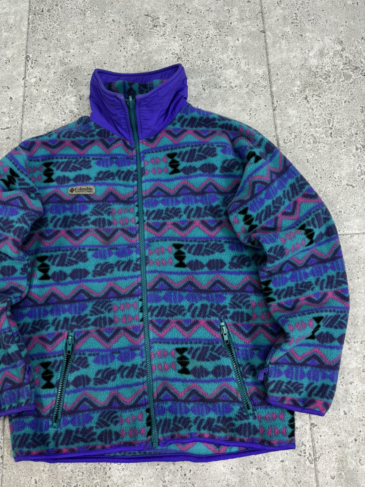Columbia × Vintage Crazy Archive 90s Columbia Aztec Synchilla Zip Fleece Y2K Size US S / EU 44-46 / 1 - 3 Thumbnail