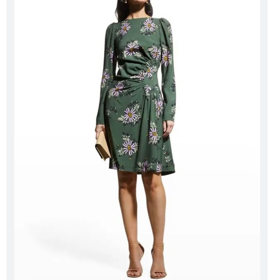 Lela Rose Lela Rose Ruched Bateau Neck Long Sleeve Dress in Sage 8 Size M / US 6-8 / IT 42-44 - 10 Thumbnail