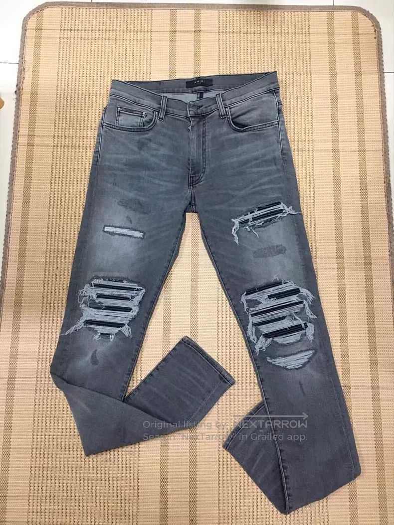 Amiri Amiri Size 31 Mx1 gray split leather jeans Size US 31 - 3 Thumbnail