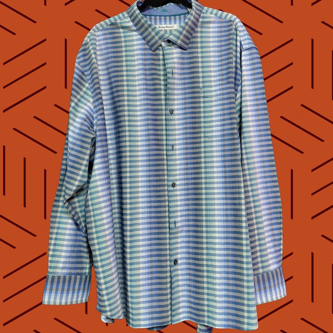 Tommy Bahama VINTAGE Tommy Bahama Silk Blue Striped Button-Up Shirt Woven Long Sleeve 3XL Size US XXL / EU 58 / 5 - 1 Thumbnail