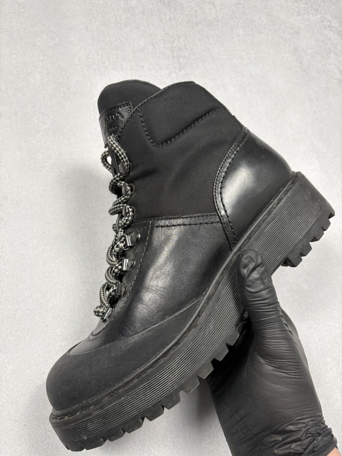 Prada Prada Milano Leather Hiking Combat Boots Lug Sole 3T 5920 Size US 8.5 / IT 38.5 - 5 Thumbnail