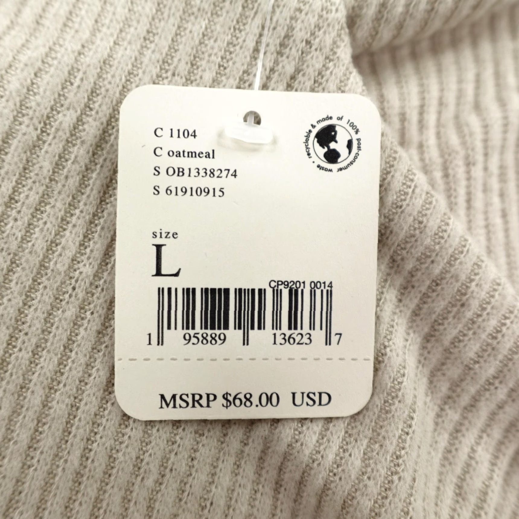 Free People Free People Shirt Womens Large Oatmeal Marley Top Off Shoulder Sweater NEW Size L / US 10 / IT 46 - 5 Thumbnail