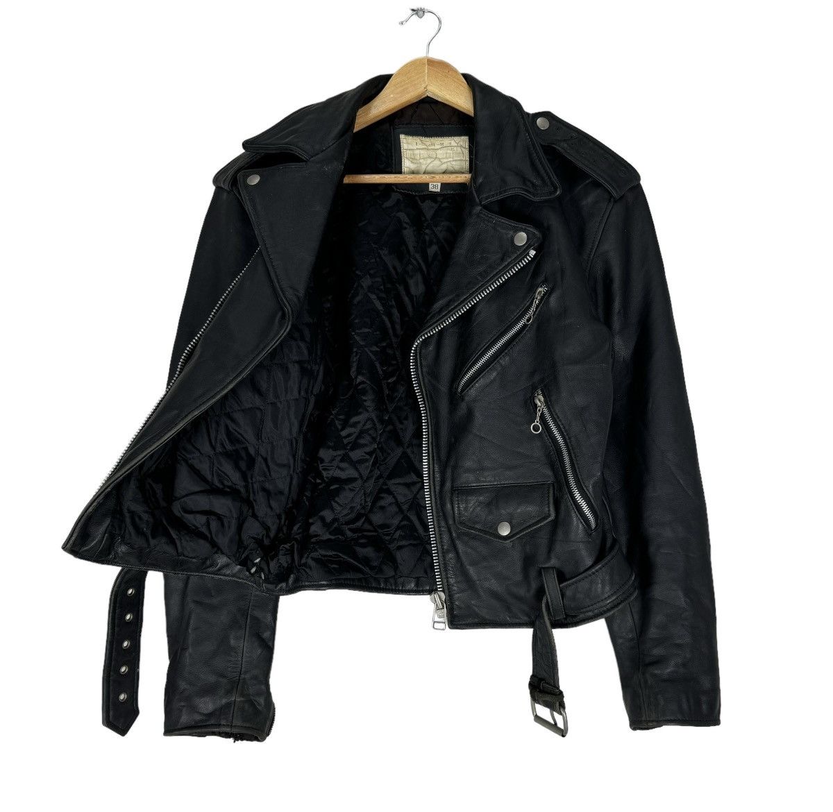Japanese Brand ☀️HOUSTON DOUBLE COLLAR BIKERS LEATHER JACKET Size US M / EU 48-50 / 2 - 7 Thumbnail