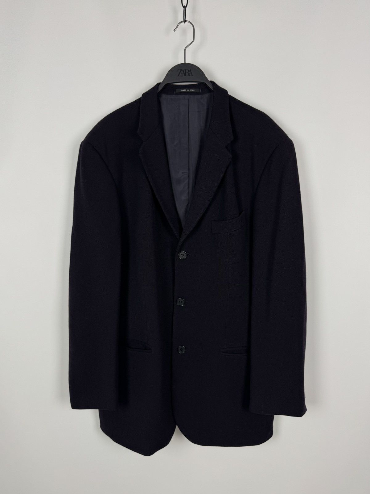 Emporio Armani 70-80’s Vintage Emporio Armani Wool Classic Blazer Jacket Size 44R - 2 Thumbnail