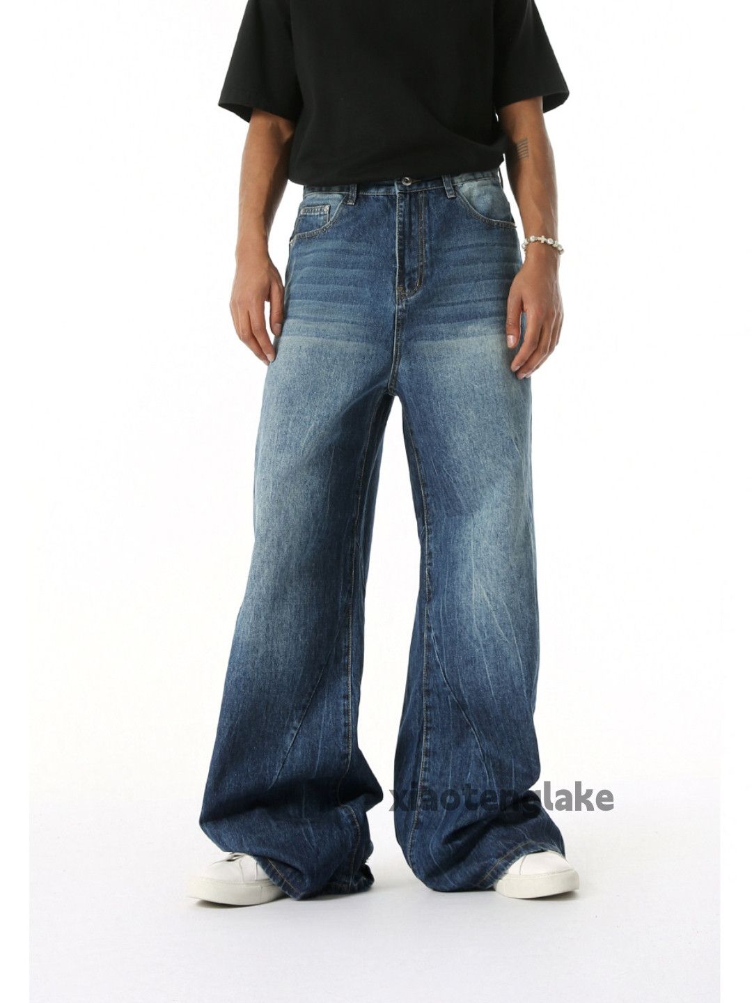 Jean × Vintage Unisex washed workwear baggy flared faded jeans Size US 32 / EU 48 - 4 Thumbnail