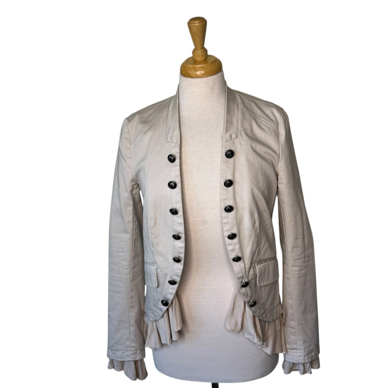 FREE PEOPLE Ruffled Button-Front Draped Romance Jacket