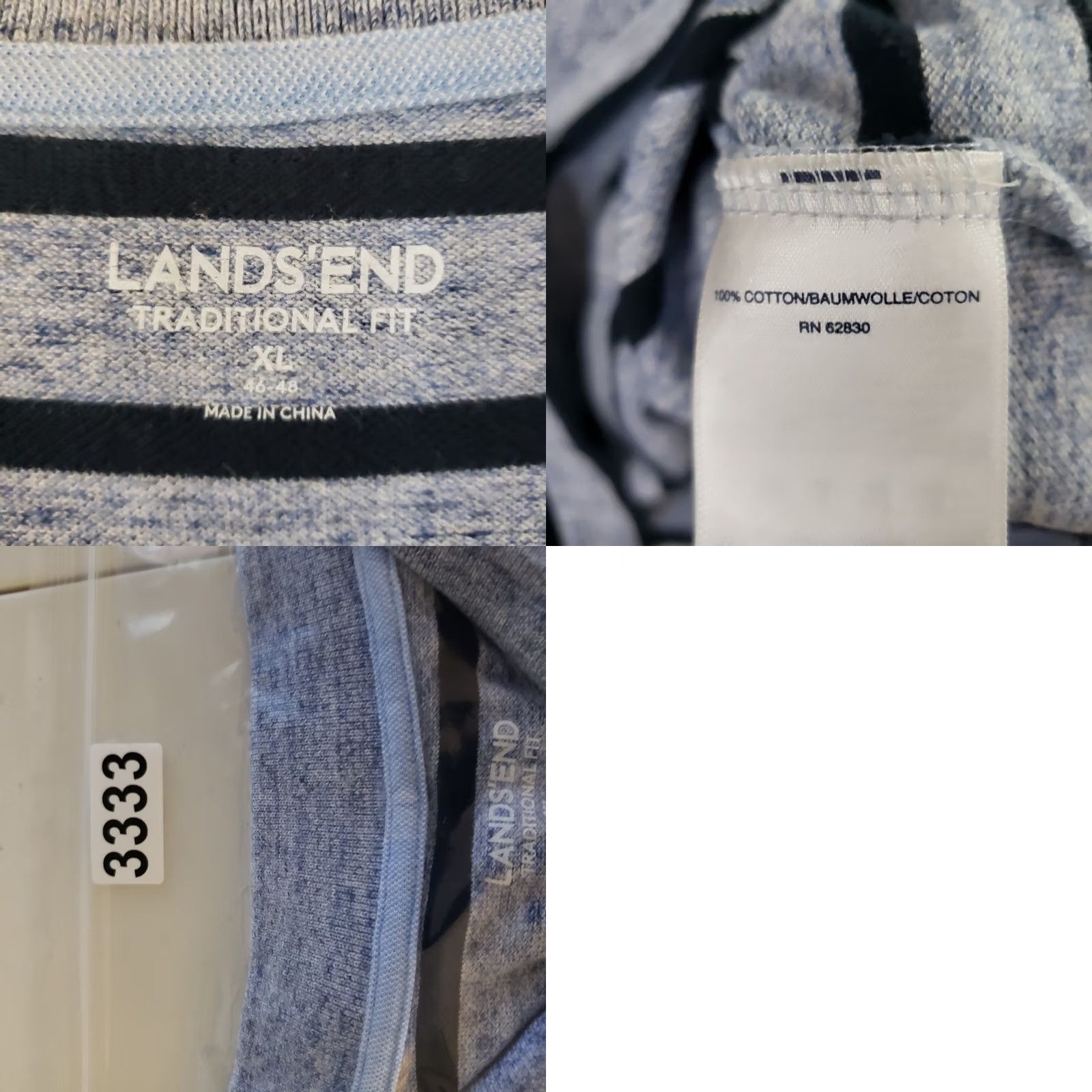 Lands' End Lands' End Polo Shirt Mens XL Grayish Blue Striped 100% Cotton Traditional Fit Shirt Mens XL Blue Striped Polo Size US XL / EU 56 / 4 - 8 Thumbnail