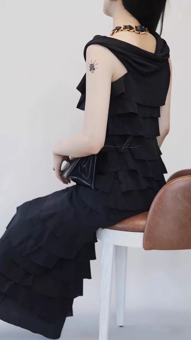 Fendi Fendi Vintage Black Silk Tulle Hepburn Evening Gown IT40 S Size S / US 4 / IT 40 - 3 Thumbnail