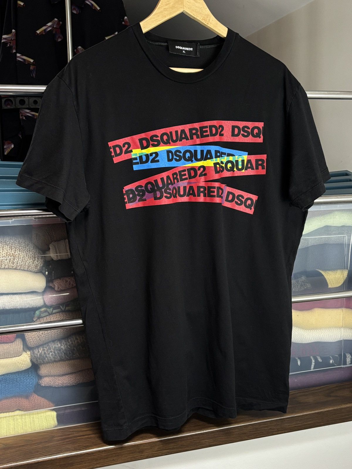 Designer Dsquared2 Tape Logo Designer T-Shirt Size US XL / EU 56 / 4 - 2 Thumbnail