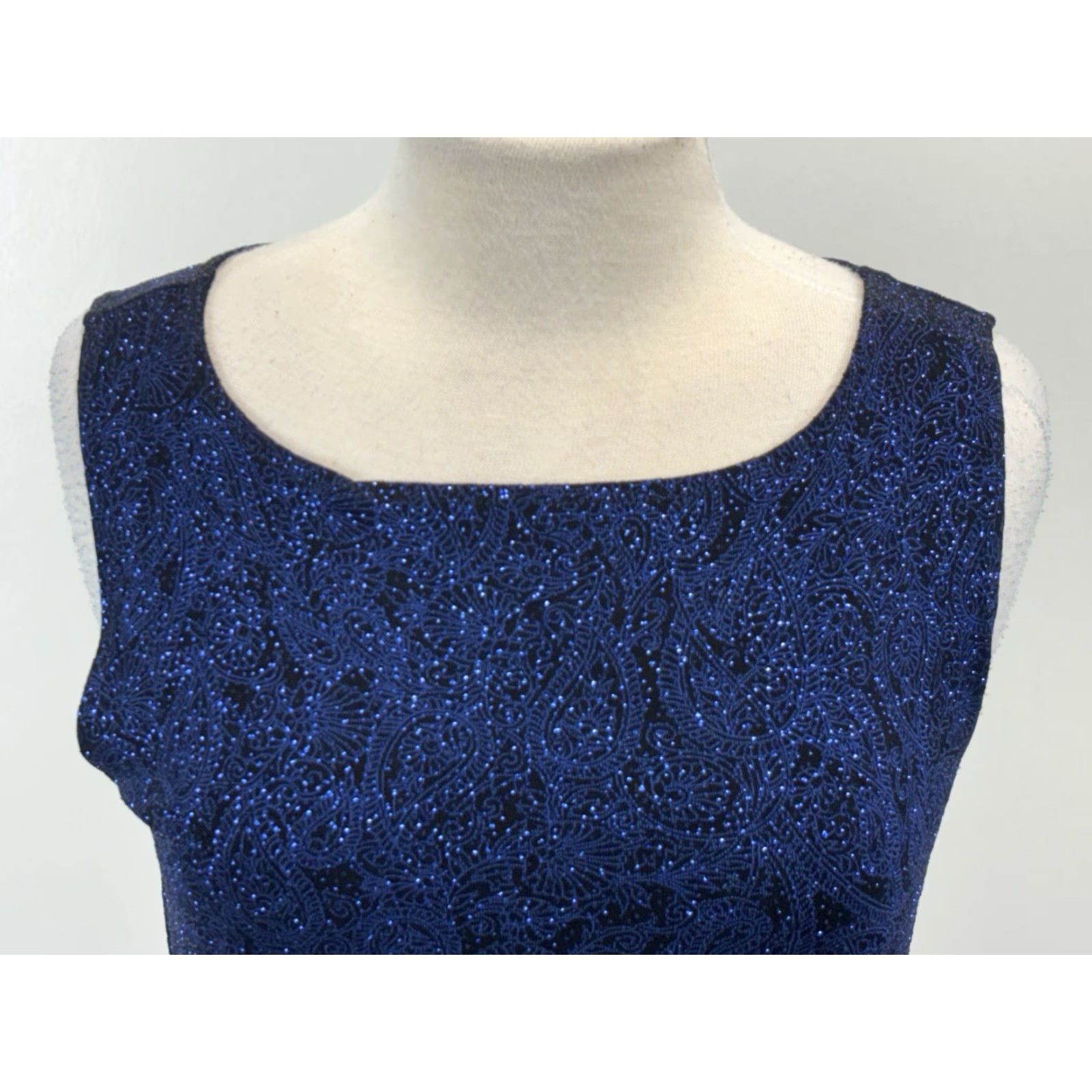 Vintage Chicos Travelers Tank Top Shirt Sz 1 US Medium Black Paisley Shimmer Glitter Sleeveless Acetate Blend Travel Size M / US 6-8 / IT 42-44 - 5 Thumbnail