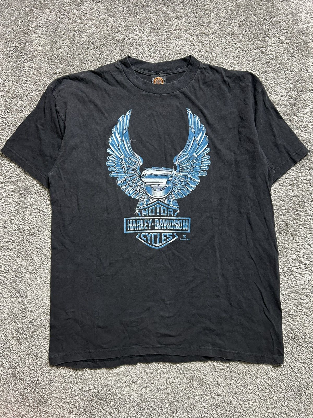Vintage Vintage 90s Harley Chrome Tee 1996 Made in USA Size US XL / EU 56 / 4 - 1 Thumbnail