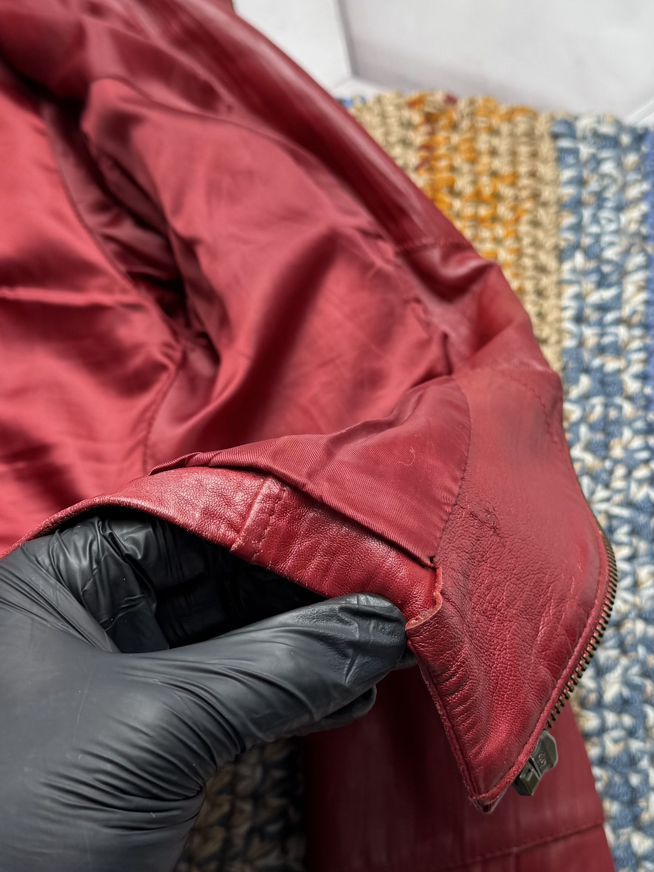 Vintage Vintage Red Leather Jacket Zip Up Fitted Y2K Style (E4) Size S / US 4 / IT 40 - 13 Thumbnail