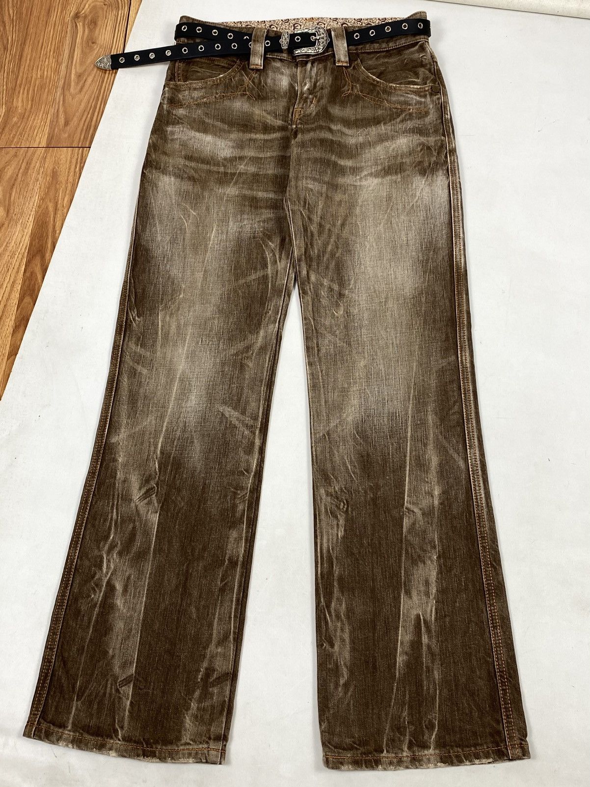 Edwin RARE ‼️ VTG EDWIN BLUE TRIP CRAZY FADED BROWN FLARE JEANS Size US 30 / EU 46 - 1 Thumbnail