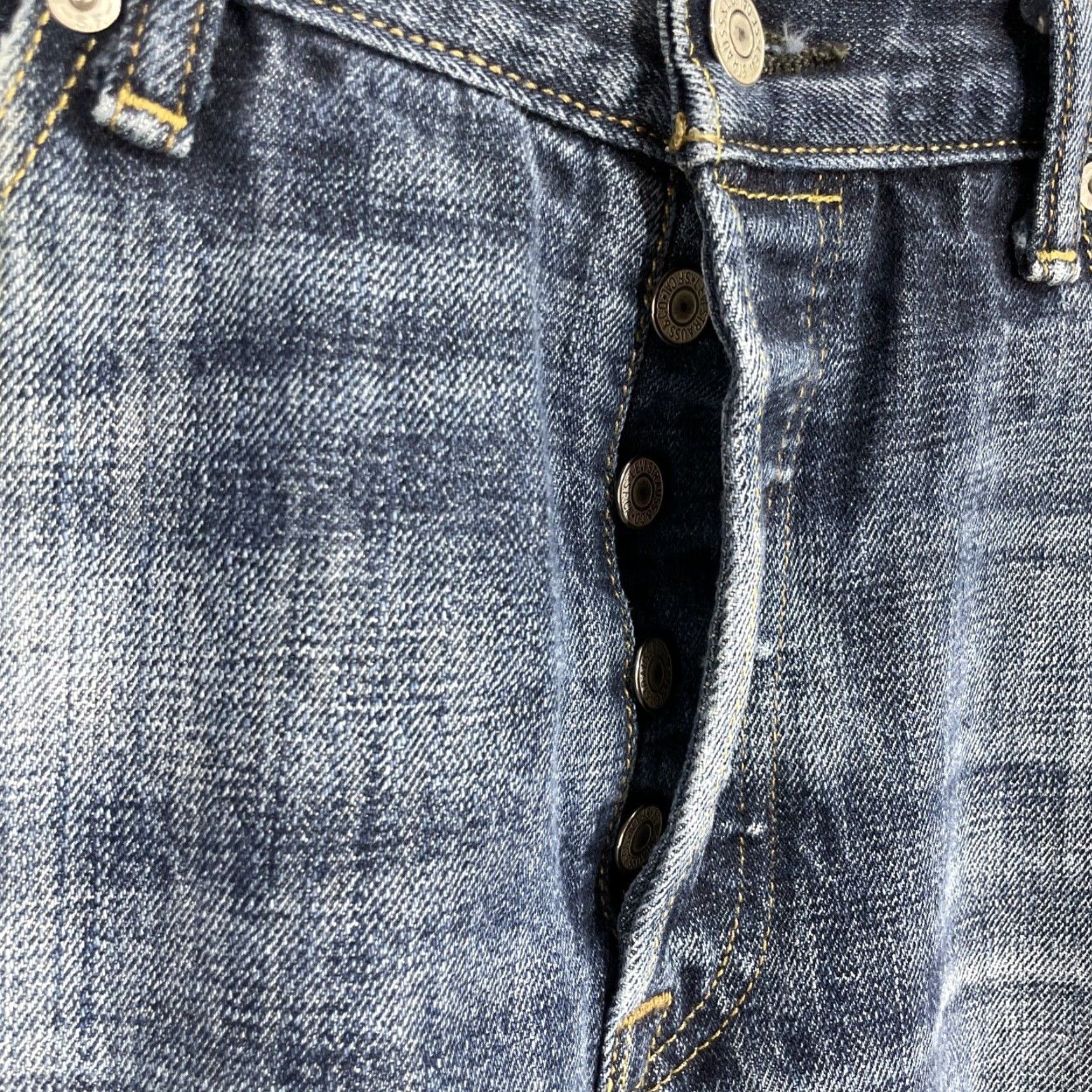 Levi's Levi's 501 Jeans Mens 34x34 Blue Denim Button Fly Distressed Casual Pants Size US 34 / EU 50 - 5 Thumbnail