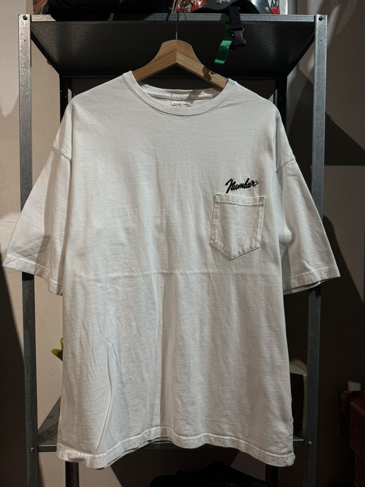 If Six Was Nine × Number (N)ine Number (N)ine Ripoff Fender Spellout Pocket White Tee Size US L / EU 52-54 / 3 - 1 Thumbnail