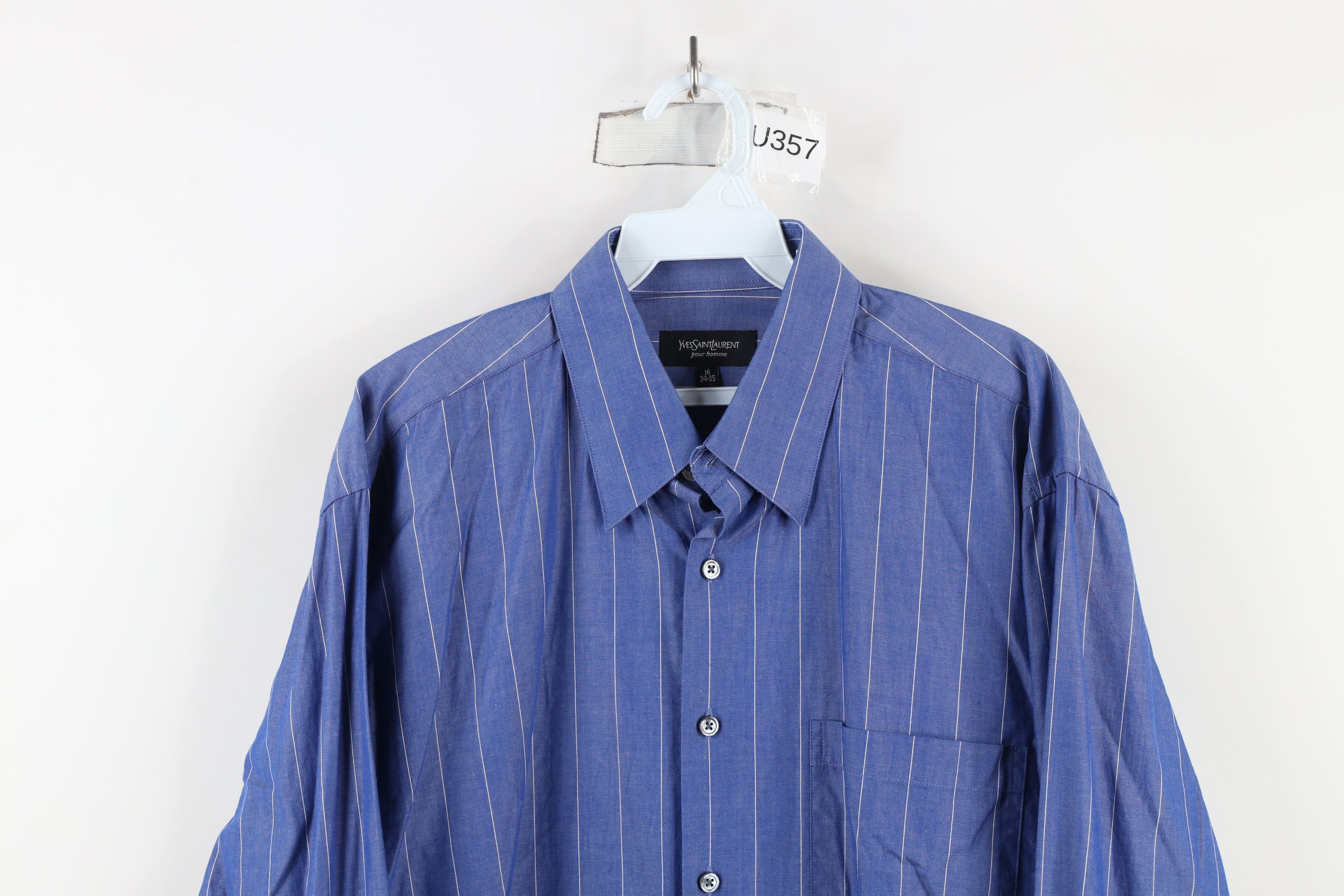 Vintage Vintage 90s Yves Saint Laurent Collared Button Shirt Size US M / EU 48-50 / 2 - 2 Thumbnail