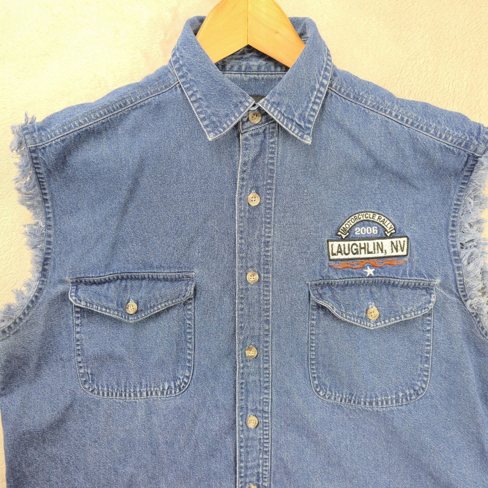 Other Laughlin Nevada Motorcycle Rally Denim Shirt Med 2006 Y2K Size US M / EU 48-50 / 2 - 3 Thumbnail