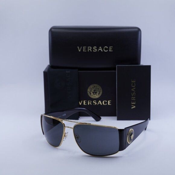 Versace Versace VE2163 100287 Sunglasses Gold/Black Rectangle Frame Size ONE SIZE - 10 Thumbnail