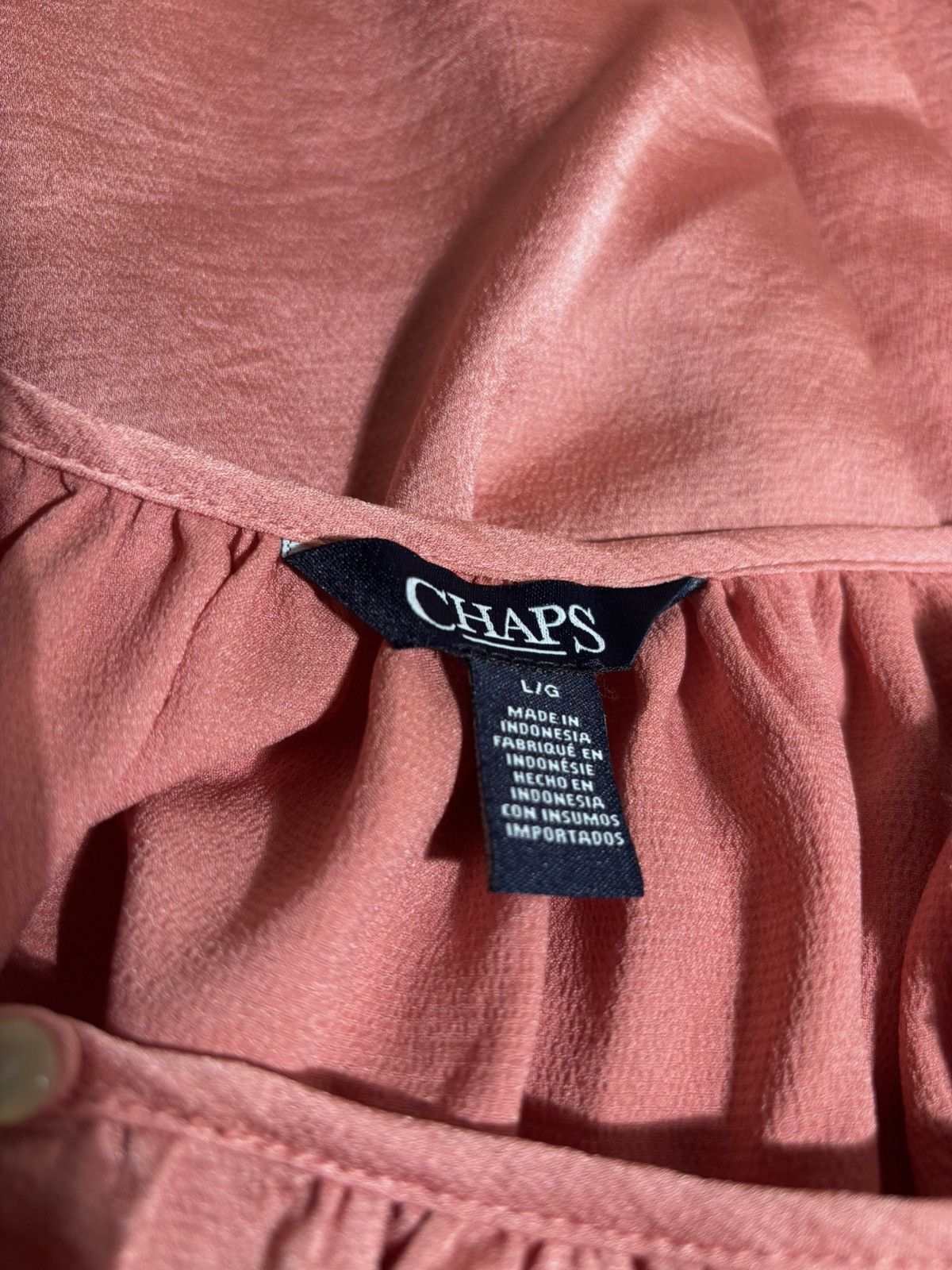 Chaps Chaps Satin Ruffle Sleeve Blouse Size L / US 10 / IT 46 - 8 Thumbnail