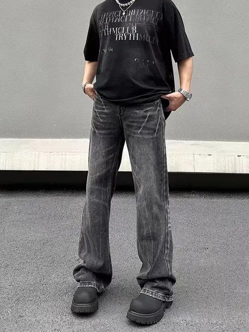 VIBE Vintage street striped washed and worn loose jeans Size US 32 / EU 48 - 4 Thumbnail