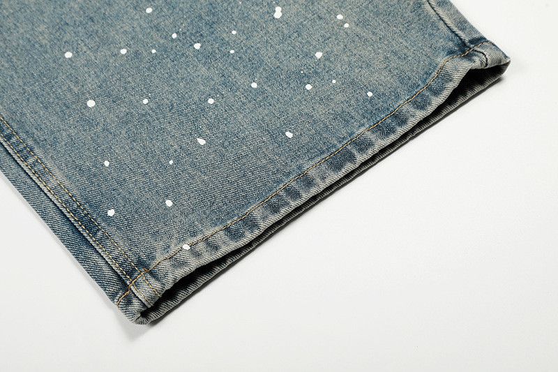 Jean American retro letter print curved splatter paint jeans Size US 32 / EU 48 - 6 Thumbnail