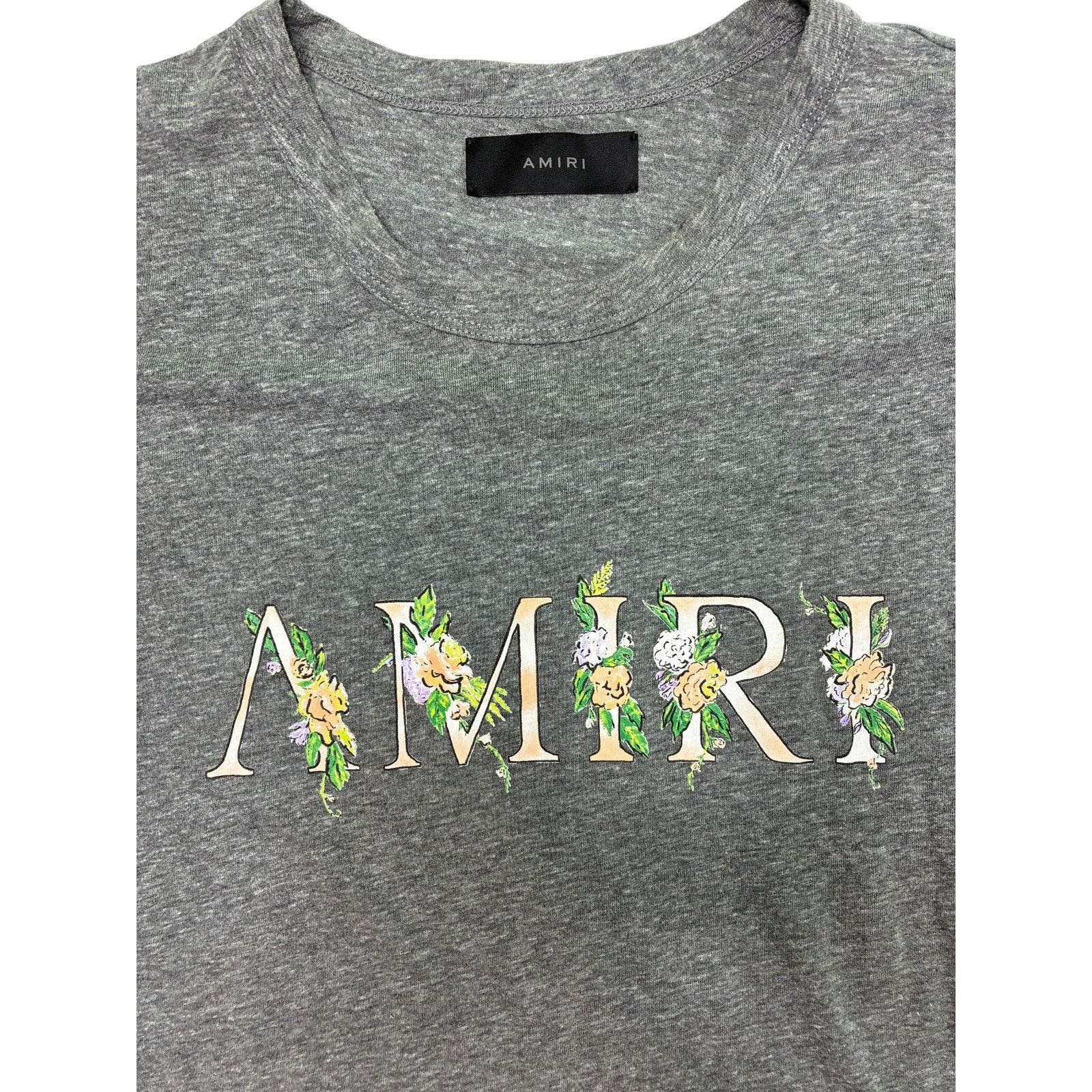 Amiri Amiri 'Floral Logo' Grey Tee Size US L / EU 52-54 / 3 - 2 Thumbnail