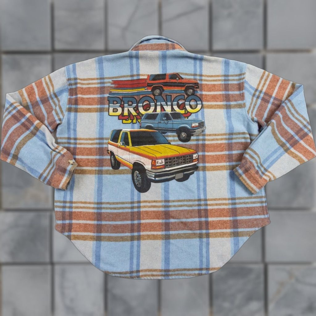 Ford Ford Womens Flannel Shirt Large Blue Plaid Button-Up Casual Bronco Size L / US 10 / IT 46 - 1 Thumbnail