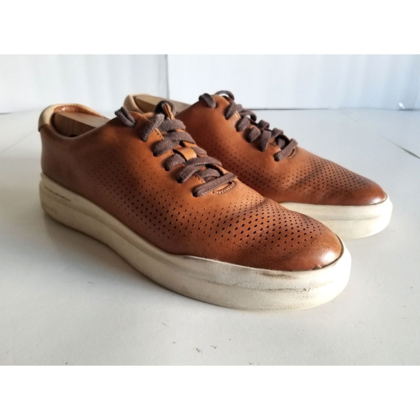 Cole Haan Cole Haan GrandPrø Rally Laser Cut Sneaker Mens Size 7.5 British Tan Leather Brown Style Fashion Sneakers Size US 8 / EU 41 - 2 Thumbnail