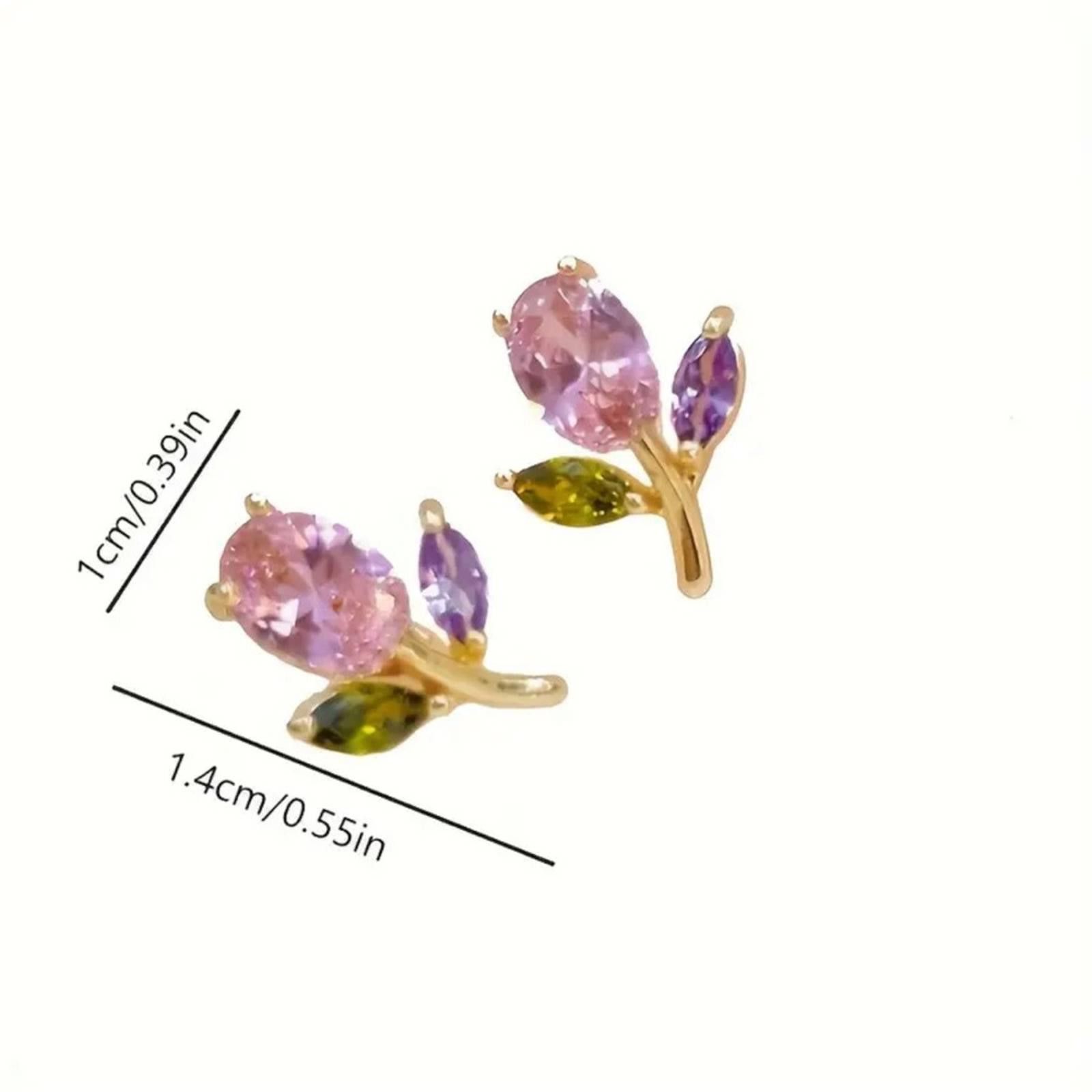Designer EGold and Multicolor Gemstone Flower Earrings Size ONE SIZE - 4 Thumbnail