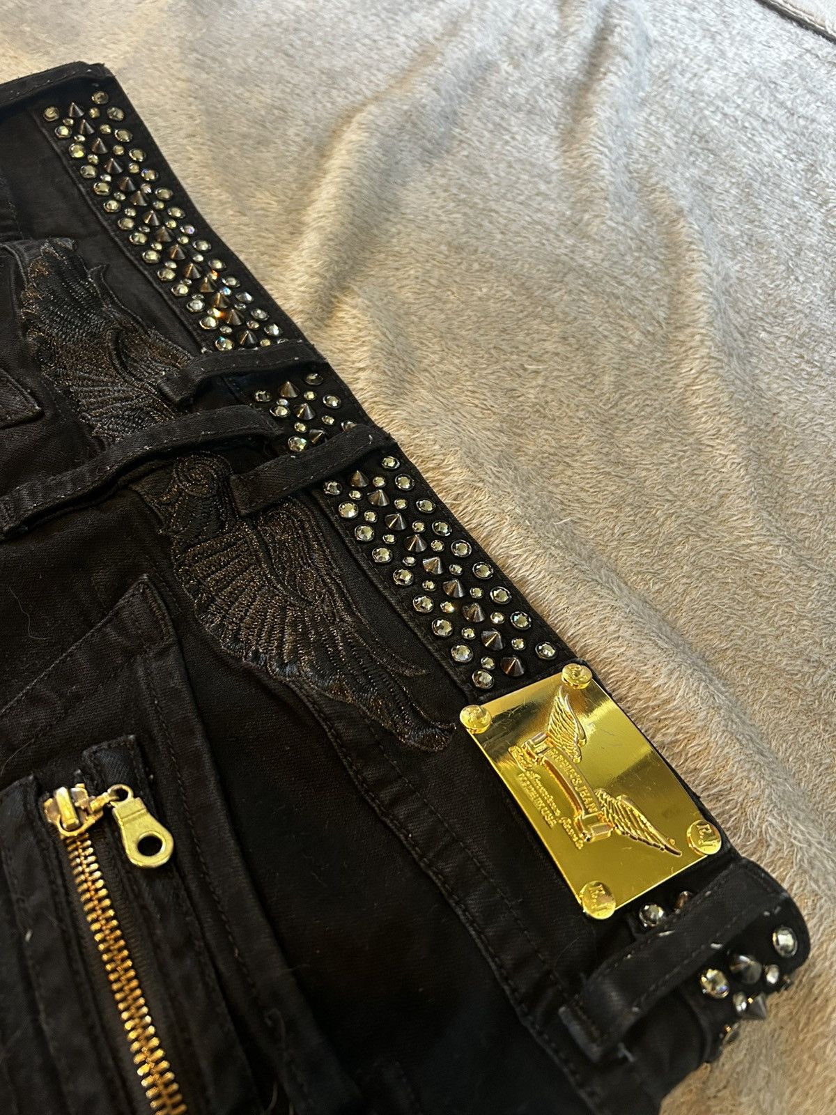 Robins Jeans Robins jeans “new biker” fully loaded with black wings Size US 36 / EU 52 - 7 Thumbnail