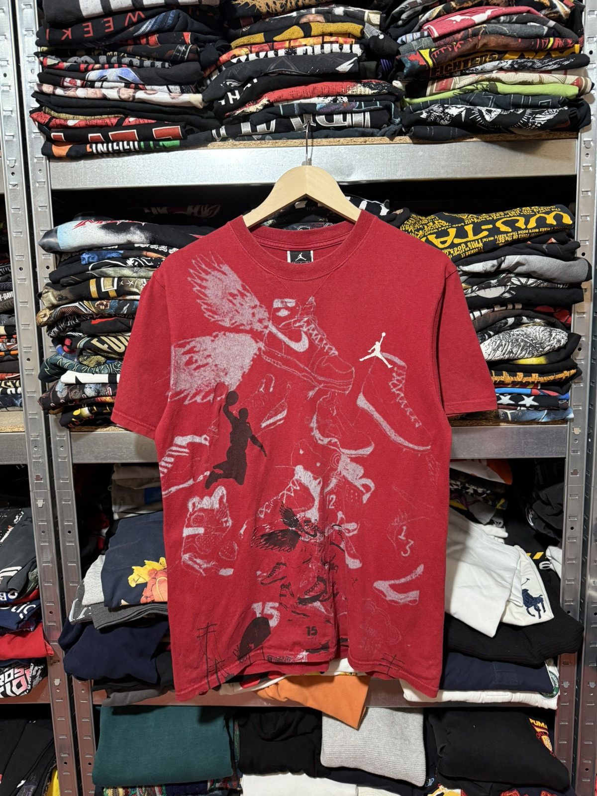 Jordan Brand Vintage 2000’s Nike Air Jordan Shoes Basketball AOP T-Shirt Size US S / EU 44-46 / 1 - 1 Thumbnail