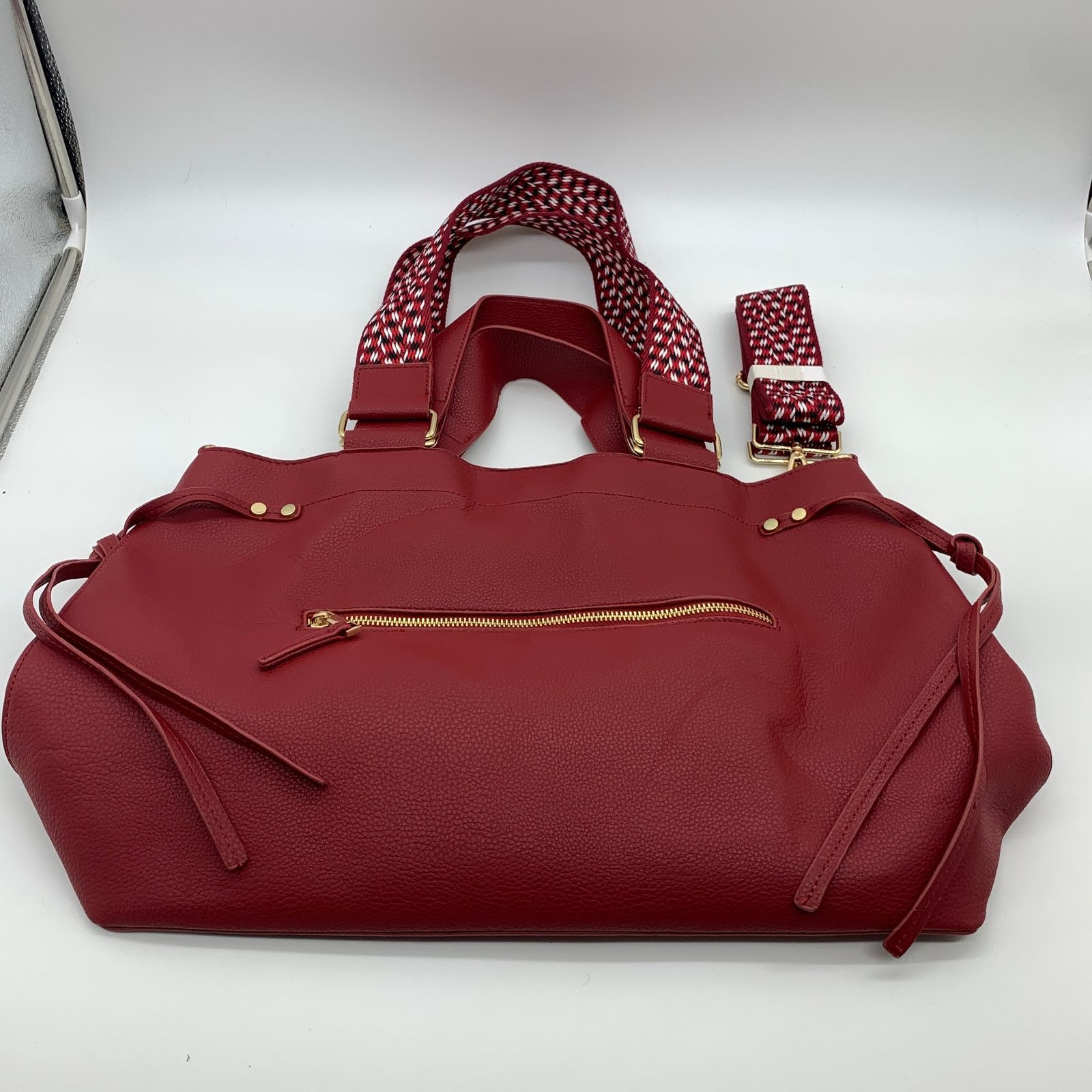 Other AHDORNED Red Purse North/South Double Handle Tote Size ONE SIZE - 13 Thumbnail