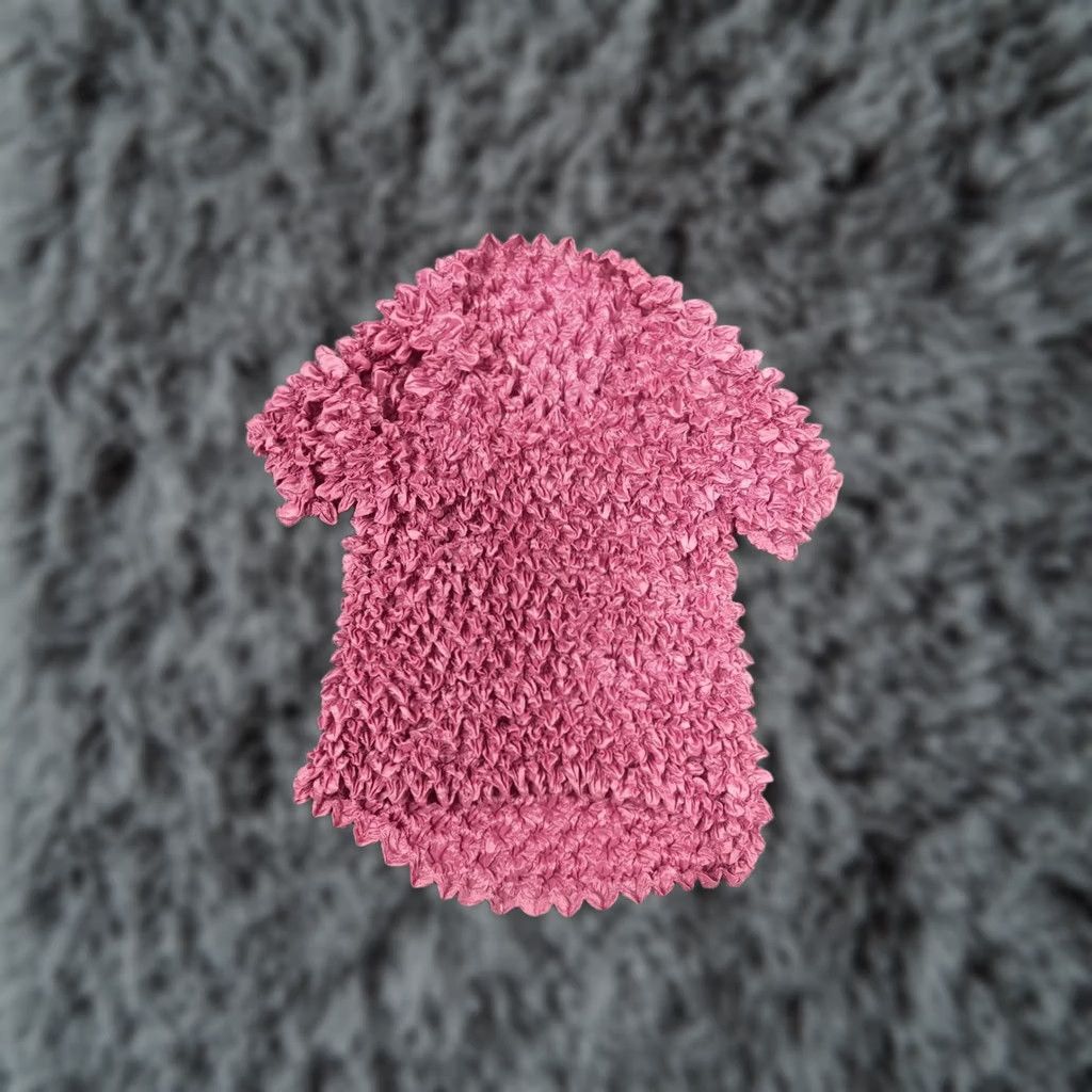 Pinko VINTAGE Issey Miyake Pink Short Sleeve Top Pleats One Size 90s Grunge Women's Shirt Size ONE SIZE - 1 Thumbnail
