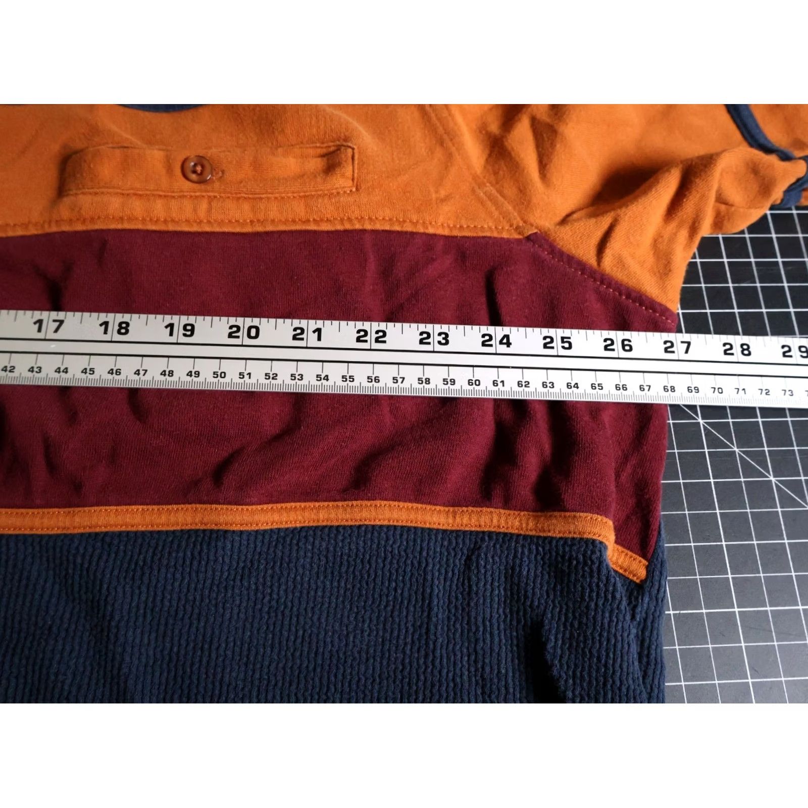 Haband 90s Waffle Knit Polo Shirt Mens 3XL Blue Orange Striped Long Sleeve Vintage VTG Size US XXL / EU 58 / 5 - 5 Thumbnail