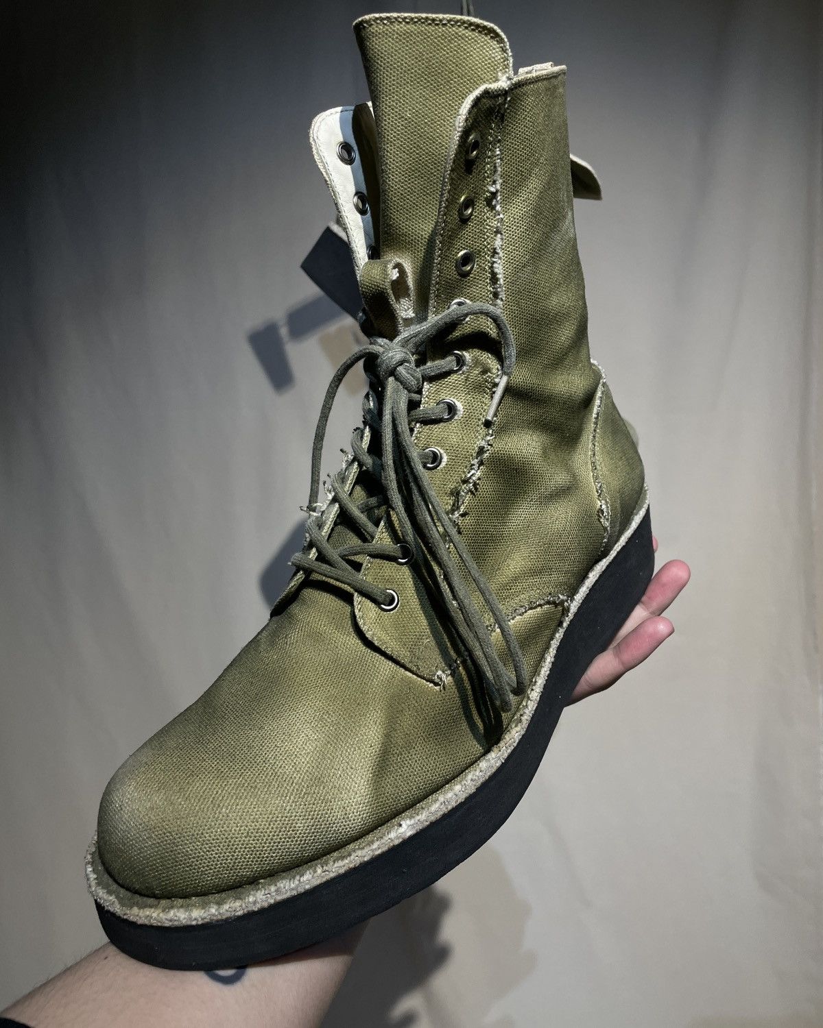 Yohji Yamamoto S/S2013 Yohji Yamamoto Pour Homme - Spray Dyed Canvas Boots Size US 10.5 / EU 43-44 - 8 Thumbnail