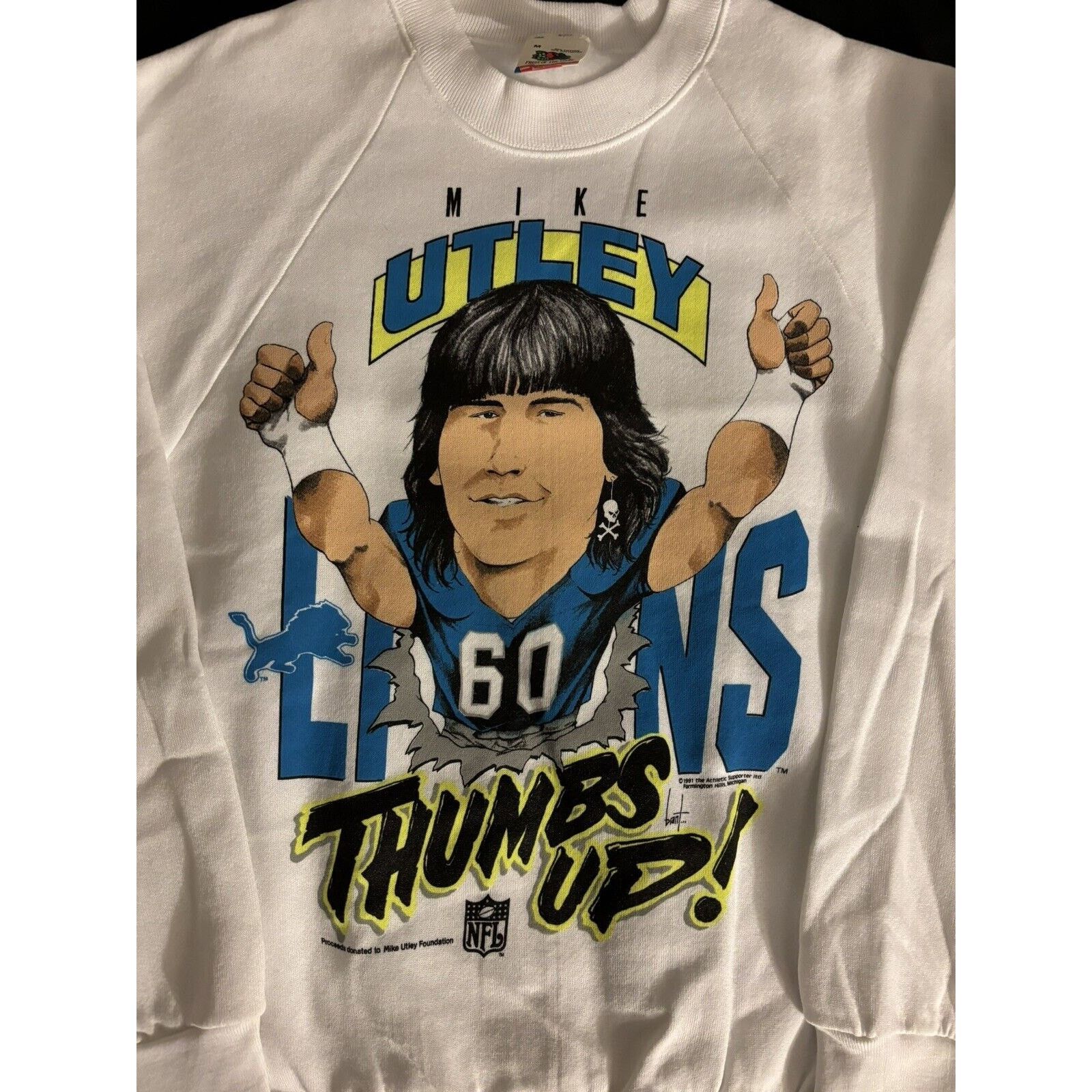 Fruit Of The Loom Vintage Detroit Lions Mike Utley 1991 Crewneck Sweatshirt Size US M / EU 48-50 / 2 - 2 Thumbnail