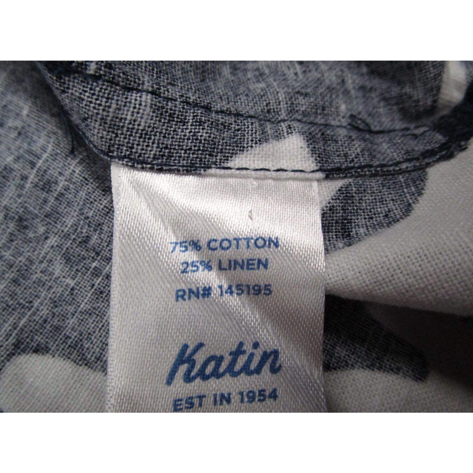 Katin Katin Shirt Mens Medium Blue Floral KEHIE Button Up Linen Blend Loop Collar Camp Size US M / EU 48-50 / 2 - 5 Thumbnail