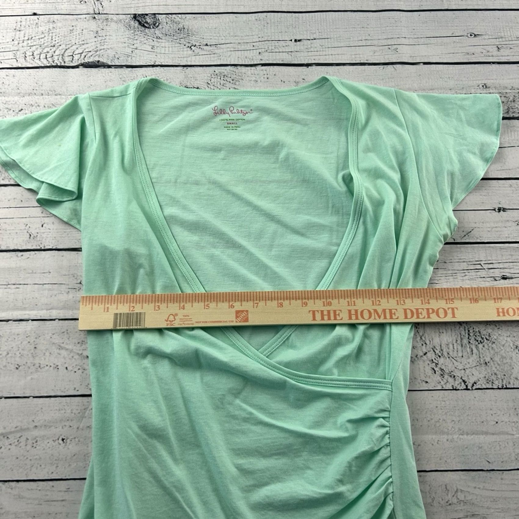 Lilly Pulitzer Lilly Pulitzer 100% Pima Cotton Short Ruffle Sleeve Top Women's S Green Blue Blouse Womens Short Sleeve Ruffle Accents 100% Cotton Size S / US 4 / IT 40 - 4 Thumbnail