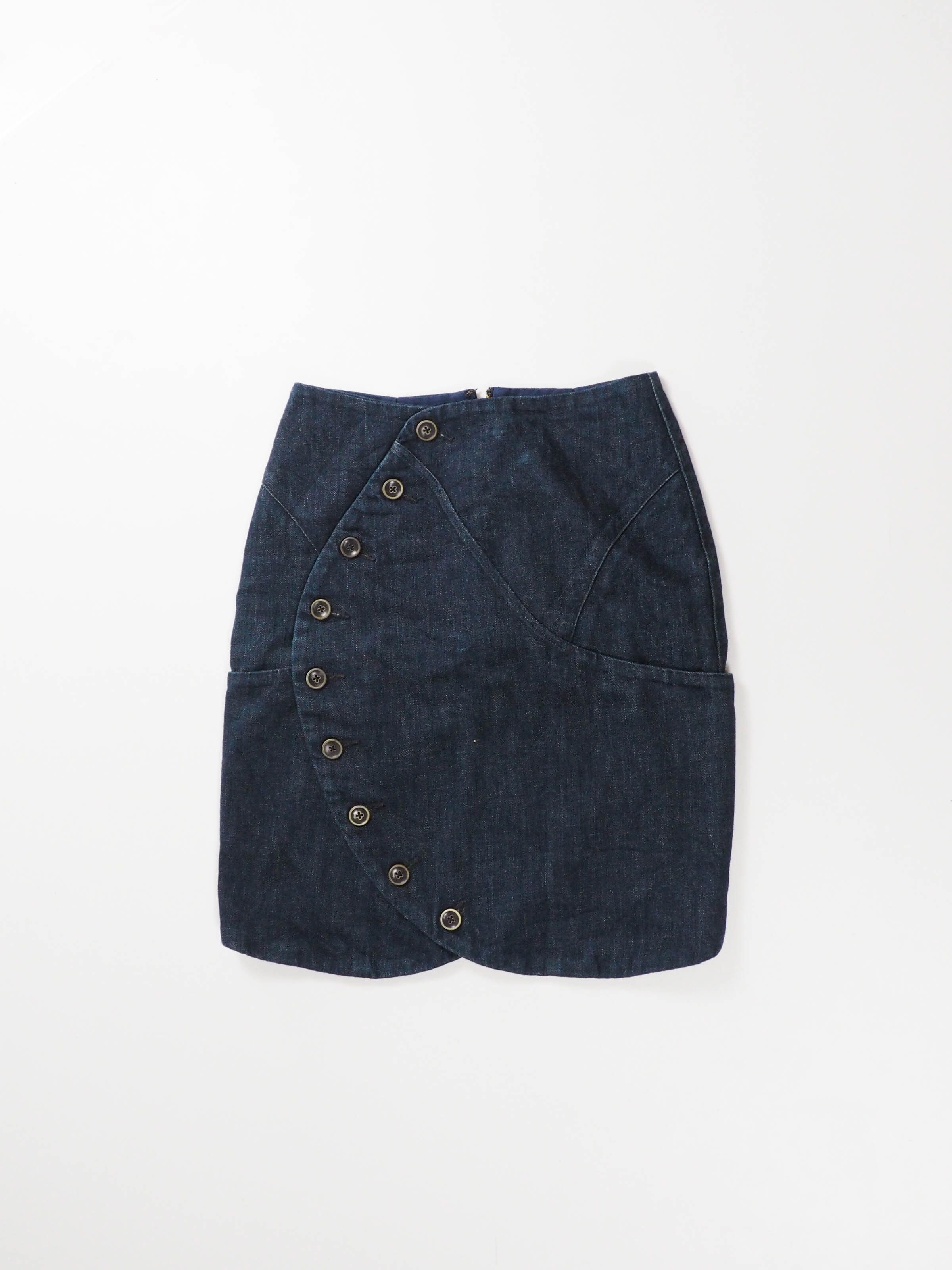 Kapital Kapital Asymmetrical Button Denim Skirt Size 26" / US 2 / IT 38 - 1 Thumbnail